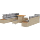  11-delna vrtna sofa garnitura z blazinami bež poli ratan akacija | Shoptok.si