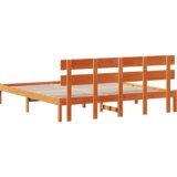  Krevetna konstrukcija s uzglavljem vosak smeđa 200x200 cm od punog borovog drveta | shoptok.hr