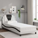 Okvir kreveta s LED svjetlom bijelo-crni 90x200 cm umjetna koža | shoptok.hr