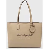 Karl Lagerfeld Usnjena torbica bež barva, 245W3100