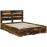  Krevetna konstrukcija s ladicama Dimljeni hrast 150 x 200 cm Smeđa 203 x 153 x 100 cm | shoptok.hr