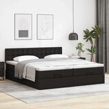 vidaXL Otomanski posteljni okvir z vzmetnicami črn 160x200cm um. usnje | Shoptok.si