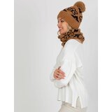 Fashion Hunters Lady's camel and black winter cap with patterns Cene
