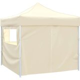 vidaXL Zložljivi šotor 3 x 3 m s 4 stenami kremne barve | Shoptok.si