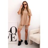 Kesi Włoski Women's cotton set with short sleeves and shorts camel | Eponuda.ba