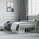  Metalni okvir kreveta uzglavlje i podnožje bijeli 107x203 cm | shoptok.hr