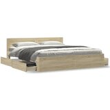vidaXL Posteljni okvir z vzglavjem sonoma hrast 180x200 cm inž. les | Shoptok.si