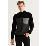ALTINYILDIZ CLASSICS Men's Black-Anthracite Standard Fit Normal Cut Half Turtleneck Knitwear Sweater cene