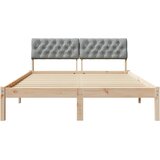  Okvir kreveta s uzglavljem Smeđa i svijetlo siva 140 x 200 cm | shoptok.hr