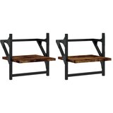 Maison Chic 2 kosi Stenske Police - Viseče police s prečkami dimljen hrast 30x25x30 cm, (21793430) Cene