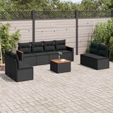  9-dijelni set vrtnih sofa s jastucima crni od poliratana Crna 61 x 62 x 69 cm | shoptok.hr