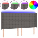 Maison Chic led posteljno vzglavje - vzglavna omarica - nočna omarica sivo 163x16x118/128 cm umetno usnje, (21712629) | Shoptok.si