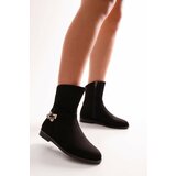 Shoeberry Women's Tiesel Black Suede Heeled Boots Black Suede Cene