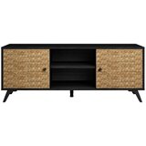 Marckeric Črna TV omarica v dekorju iz eksotičnega lesa 136x53 cm Hanoi - Marckeric Cene