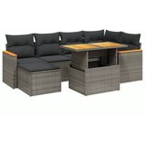Maison Chic Seti vrtnega pohištva - Vrtna garnitura - Vrtni pohištvo set 7-delna z blazinami siv poli ratan, (21803473) | Shoptok.si
