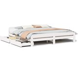 Maison Chic Posteljni Okvir - Dvoposteljna postelja brez vzmetnice bel 180x200 cm trdna borovina, (22082318) | Shoptok.si