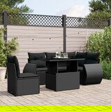vidaXL 6-dijelni set vrtnih sofa s jastucima crni od poliratana | shoptok.hr