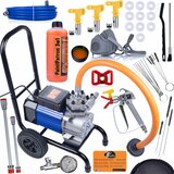 Rosfix SET AGREGAT ZA BARVANJE BLUE STRONG STORM 990 BSS07 – 3500W, 22MPA, 18L/MIN | 8 M CEV, 3X CURKA, PIŠTOLA, LANCA 30/50 CM, ČISTILO 1L, (5000036448) | Shoptok.si