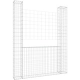 vidaXL Gabionska košara U-oblika s 2 stupa 140 x 20 x 200 cm željezna | shoptok.hr