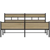 Metalni Kovinski posteljni okvir brez vzmetnice sonoma hrast 200x200 cm, (21608638) | Shoptok.si