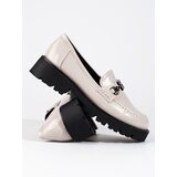 marka niezdefiniowana Elegant gray loafers on the Shelovet platform
