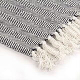 vidaXL Pamučni pokrivač s uzorkom riblje kosti 125x150 cm mornarsko plavi | shoptok.hr