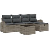 vidaXL 6-delna vrtna sedežna garnitura z blazinami siva Poly Ratan, 2-sedežna vrtna sofa s shranjevanjem in blazinami siva Poly Ratan | Shoptok.si