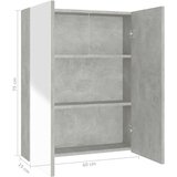 vidaXL kupaonski ormarić s ogledalom 60x15x75 cm MDF siva boja betona | shoptok.hr