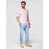 Ombre Men's denim joggers with asymmetrical stitching - blue | shoptok.hr
