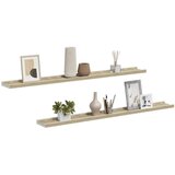  Zidne police 2 kom bijele i boja hrasta sonome 100 x 9 x 3 cm | Eponuda.com