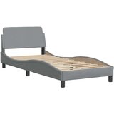 vidaXL Posteljni okvir z LED brez vzmetnice svetlo siv 90x190 cm blago | Shoptok.si
