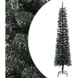 vidaXL Ozka umetna novoletna jelka s stojalom zelena 240 cm PVC | Shoptok.si
