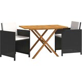  3-dijelni vrtni blagovaonski set s jastucima crni | shoptok.hr