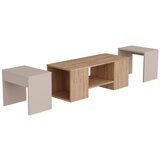  SET od 3 konferencijska stočića SOLIS 45/45/100x30/30/40 cm bež/smreka | Eponuda.com