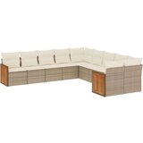 vidaXL 10-dijelni set vrtnih sofa s jastucima bež od poliratana | shoptok.hr