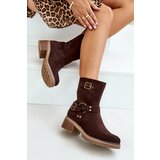 Boto Women's Ankle Boots On Low Heel With Buckles Brown Zudra | Shoptok.si