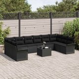  Sjedeća garnitura za vrt s jastukom 11 pcs Crna Poli ratan | shoptok.hr