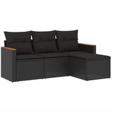Maison Chic Seti vrtnega pohištva - Vrtna garnitura - Vrtni pohištvo set 4-delna z blazinami črna poli ratan, (21815292) | Shoptok.si