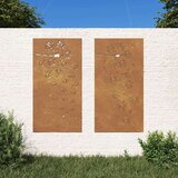 vidaXL Vrtni zidni ukrasi 2 kom 105x55 cm čelik COR-TEN cvjetni uzorak | shoptok.hr