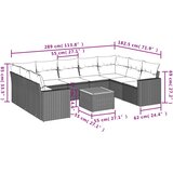  10-dijelni set vrtnih sofa s jastucima crni od poliratana | shoptok.hr