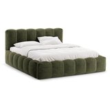 Micadoni Zeleni tapecirani bračni krevet s prostorom za odlaganje s podnicom 140x200 cm Lupine – Cijene