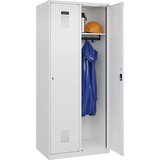 C+P Garderobna omara Evolo PLUS, 2 dela, prometno bele barve, Š 800 mm, talni drsniki, cilindrična ključavnica | Shoptok.si