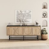 Marckeric Črna/v naravni barvi nizka komoda v hrastovem dekorju 187x77,5 cm Giana – | Shoptok.si