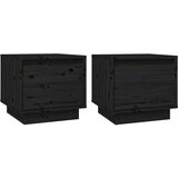 The Living Store Nočna omarica 2 kosa črna 35x34x32 cm trdna borovina - Nočna Omarica, (21420687) | Shoptok.si