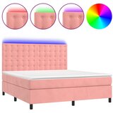 Krevet box spring s madracem LED ružičasti 160x200cm baršunasti | Eponuda.com