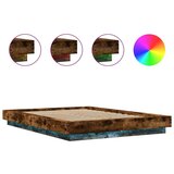  Posteljni okvir z LED lučkami dim. hrast 140x190 cm inž. les | Shoptok.si