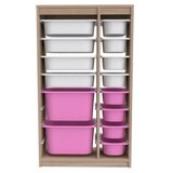 Hanah home Višenamjenska komoda Montana Xs 2D4N8U, 69 x 112,2 x 29,6 cm, Smeđe-bijelo-roze | Eponuda.ba