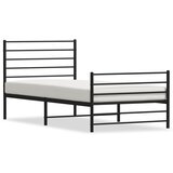 Maison Chic Kovinski Posteljni okvir - Enojna postelja - Postelja za odrasle z vzglavjem in vznožjem črn 75x190 cm, (21697334) | Shoptok.si