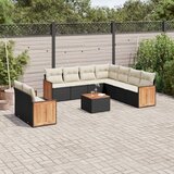  10-dijelni set vrtnih sofa s jastucima crni od poliratana | shoptok.hr