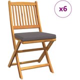  Sklopive vrtne stolice s sivim jastučićem 6 kom Solidno drvo akacije | shoptok.hr